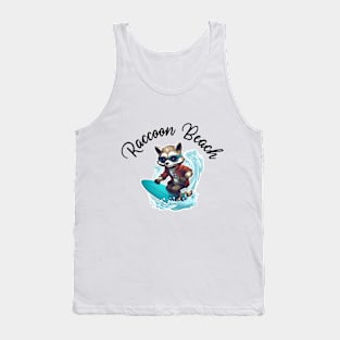 Raccoon Surfing - Raccoon Beach (Black Lettering) Tank Top